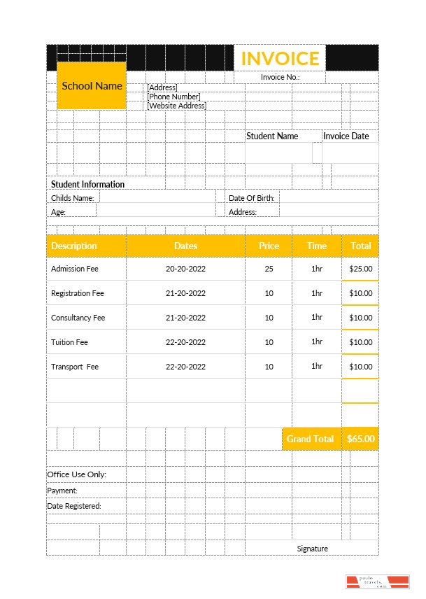 Preschool Education Invoice Template PSD template